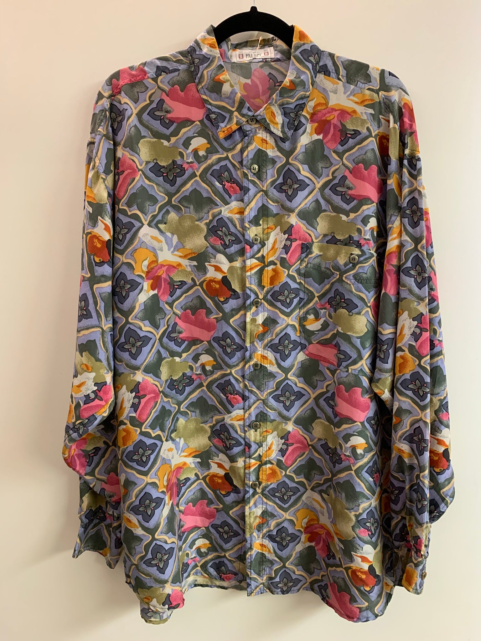 1990's Abstract Floral Silk Shirt