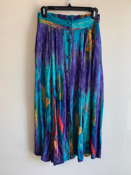 ‘90s Colourful Abstract Print Skirt - M