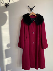 1960s Burgundy Dress Coat - L