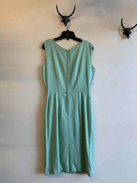 1960s Pastel Green Sleeveless Dress - M