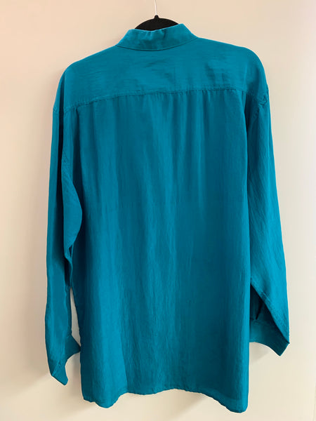 1990’s Nino Foriero Teal Silk Shirt