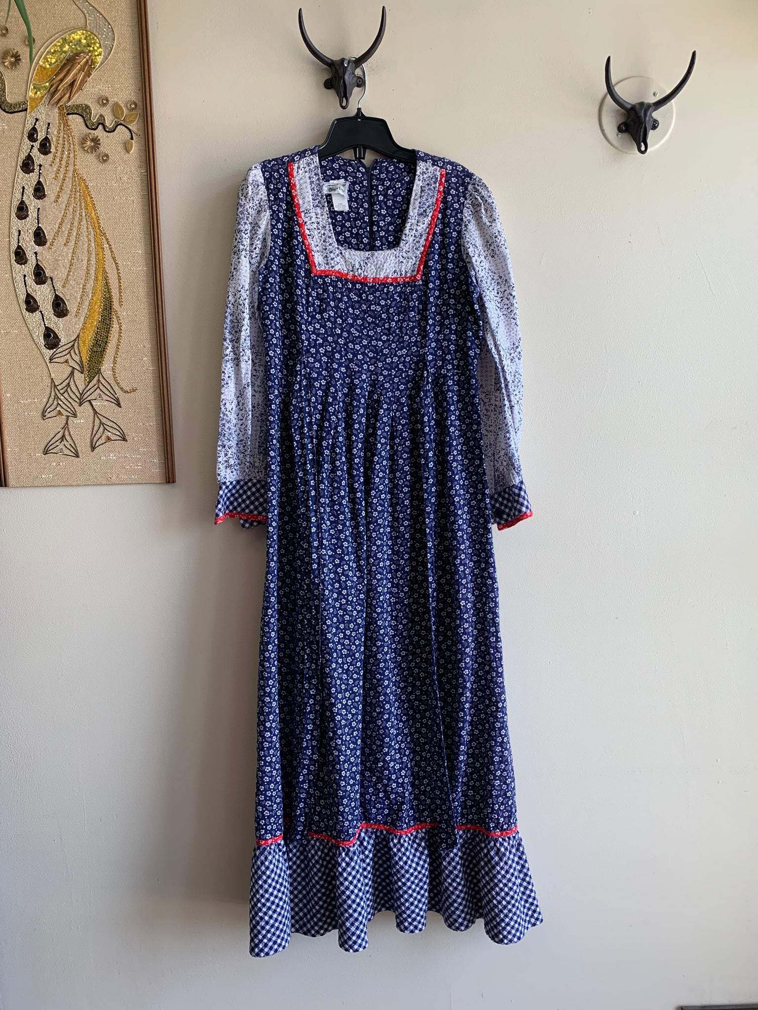 Blue & White Prairie Dress - M