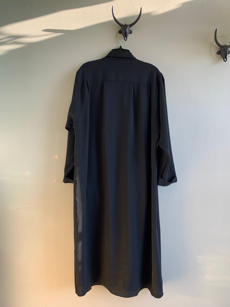 1980s Black Embroidered Jacket Dress - XL