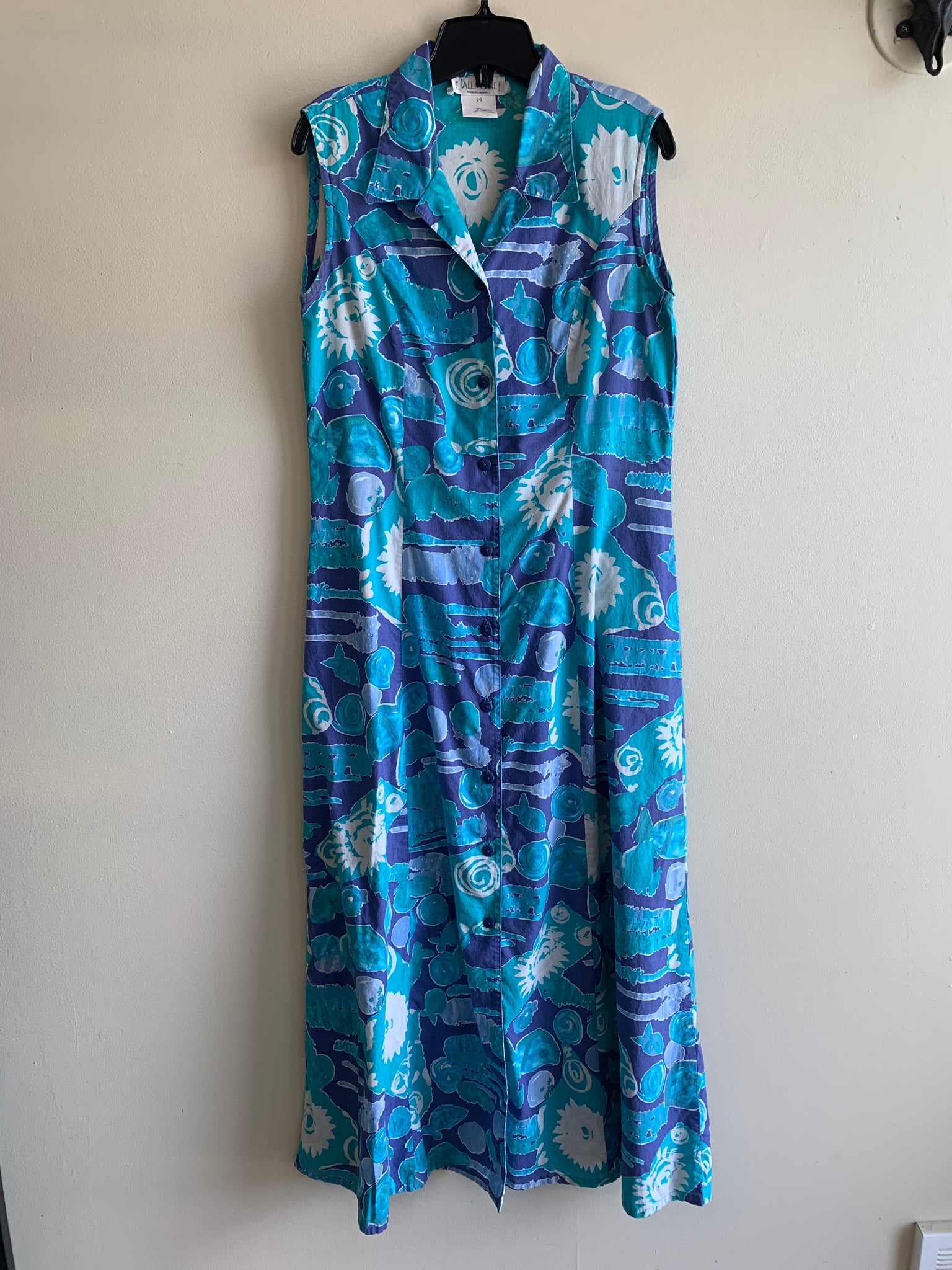 1980s Sleeveless Summer Dress - L