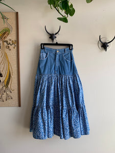 Denim & Floral Skirt - XS