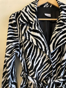 Fuzzy Y2K Zebra Print Jacket - M