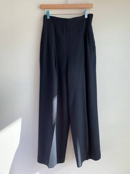 High-Waisted Louben Black Wool Trousers