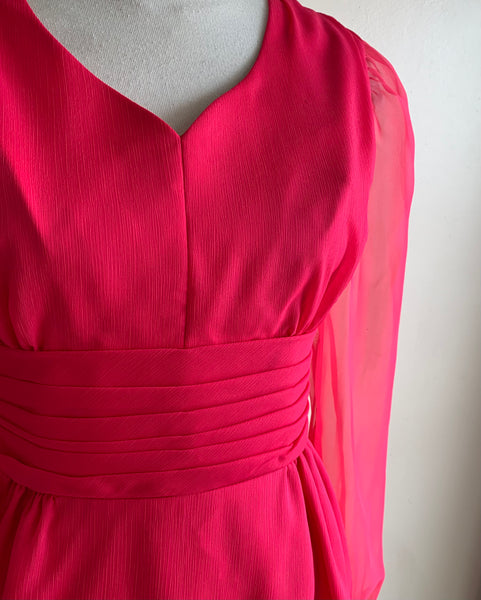 '60s Pink Ruffled Mini Dress - M