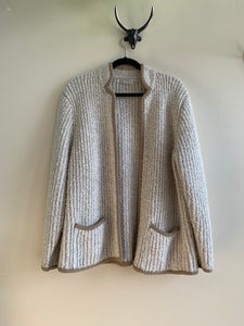 80s Eatons Cream Knitted Open Cardigan - L