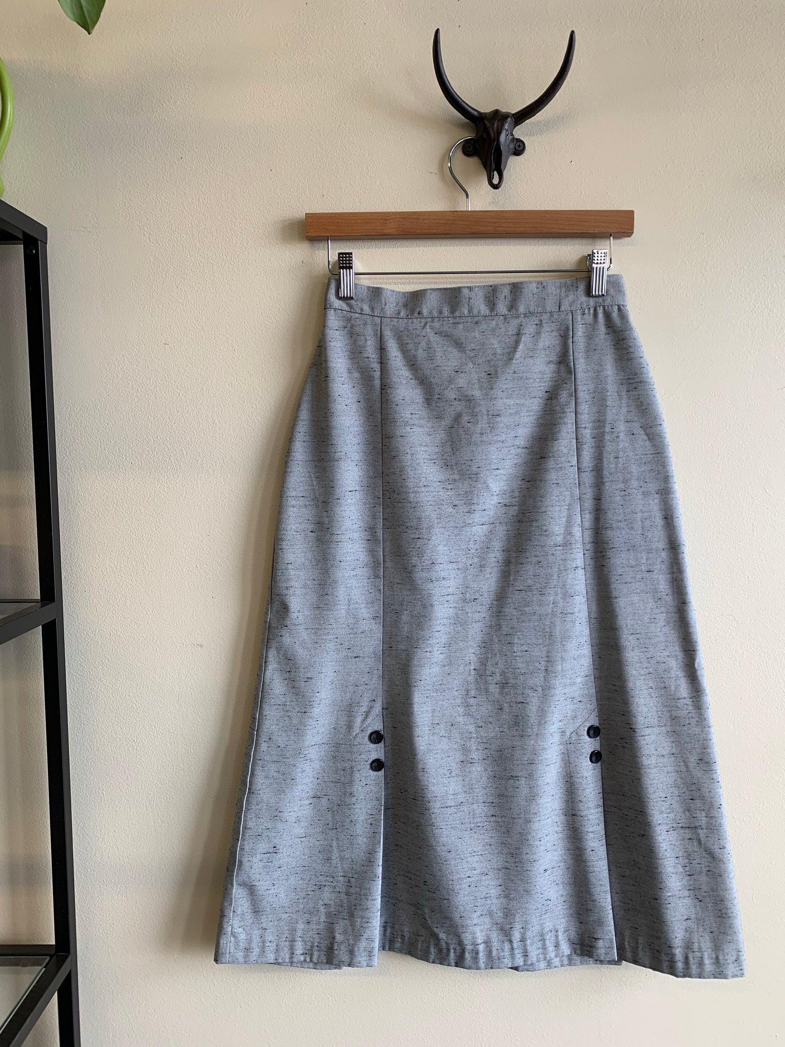 Grey Kick-Pleat Skirt