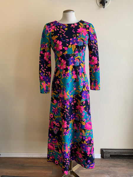 Full-Length Psychedelic 70s Dress - M
