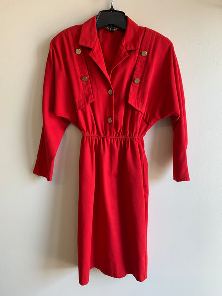 1980s Bold Red Dress - S