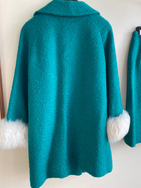 1960s Wool Bouclé Skirt & Jacket Set - M