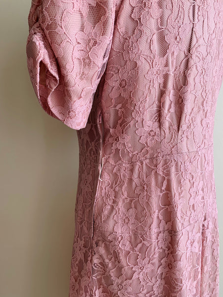1950s Soft Pink Lace Dress - L
