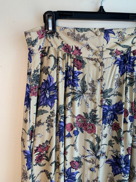 1990’s Rayon Floral Button-Front Skirt