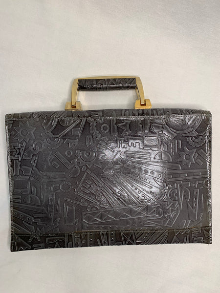 Geometric Faux Leather Folio Bag