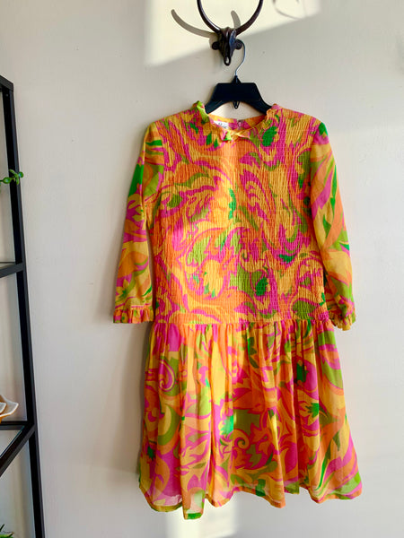 1960's Psychedelic Smocked Dress