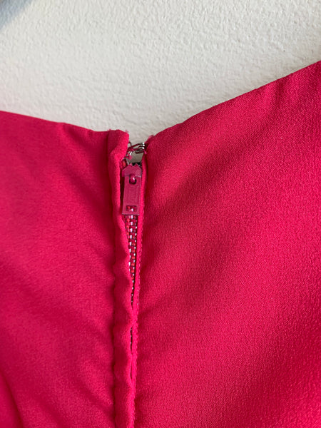 60s Hot Pink Butterfly Sleeve Mini Dress -S