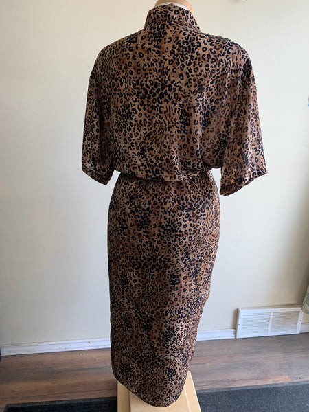 Leopard Print Short Sleeve Dress - XL