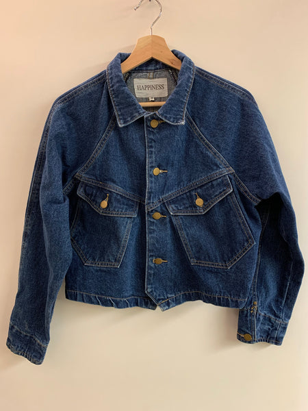 “Happiness” Cropped Jean Jacket