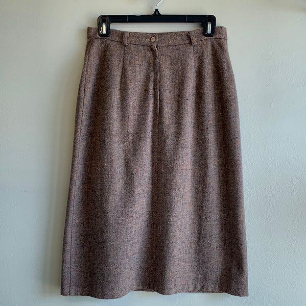 Brown Tweed Skirt - M