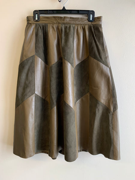 Leather and Suede Skirt - M