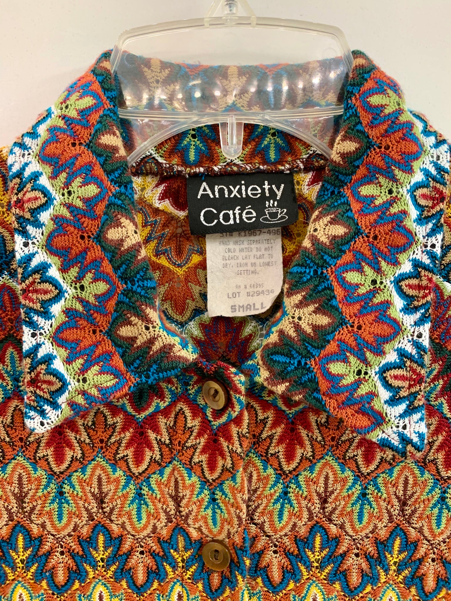 “Anxiety Cafe” Y2K Button Up Fall Blouse