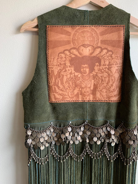 EPIC Moss Green Fringed Leather Vest