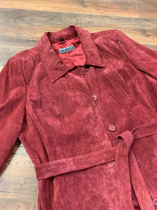 Red Suede Trench Coat - XL