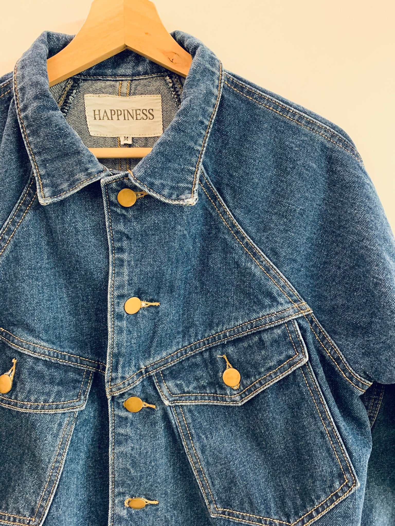 “Happiness” Cropped Jean Jacket