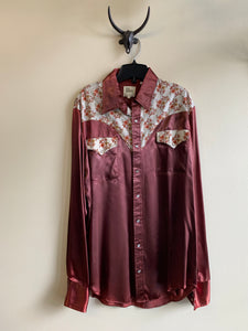 70s Satin Western Shirt - L