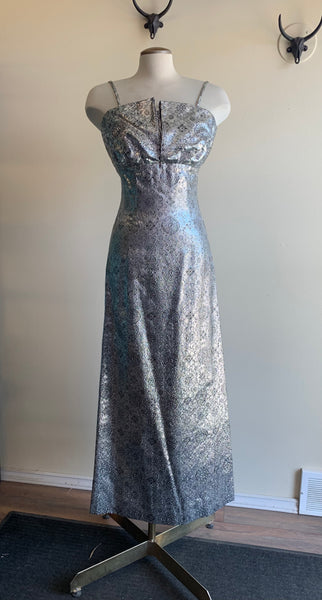 90s Metallic Silver Party Dress - S